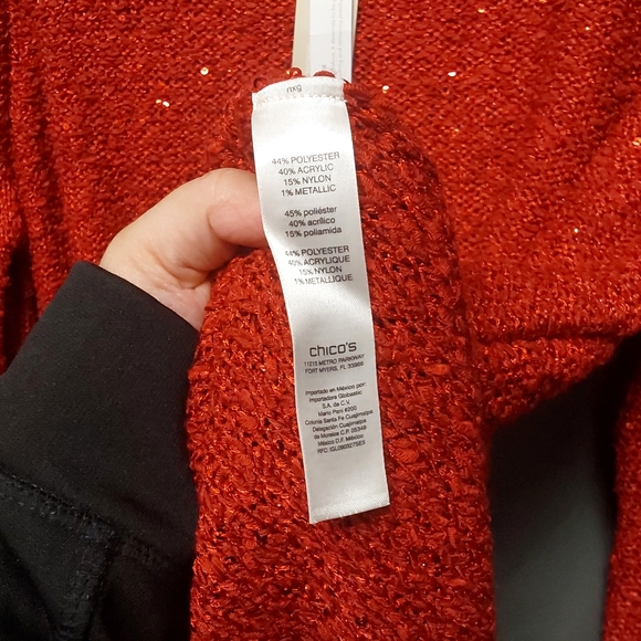 Chicos Red Sweater, Size 3, Style #: 570189814 - Picture 4 of 4